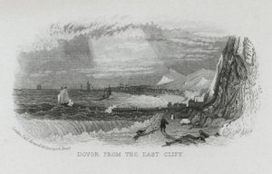 Dover fra East Cliff, Kent (gravering) af English School