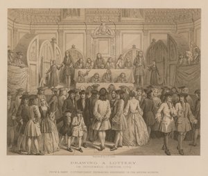 Udtrækning af et lotteri i Guildhall, London, 1739 af English School