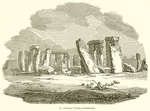 Druidisk tempel ved Stonehenge af English School