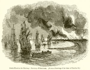 Dutch Fleet in the Medway: Burning of Sheerness af English School