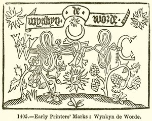 Tidlige Printers Marks: Wynkyn de Worde af English School