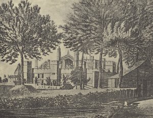 East View of the College, 1746 (gravure) af English School
