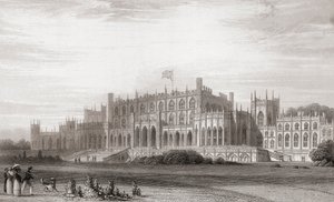 Eaton Hall, Cheshire, England i begyndelsen af det 19. århundrede. Fra Churton