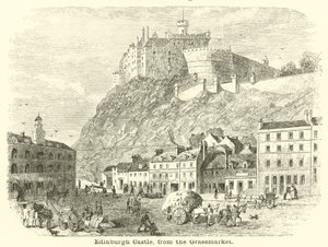 Edinburgh Castle, fra Grassmarket af English School