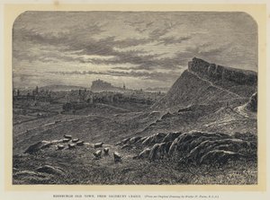 Edinburgh Old Town, fra Salisbury Craigs (gravering) af English School