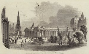 Edinburgh, Royal Institution og Scott Monument (gravering) af English School