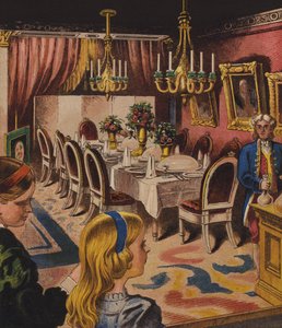 Edith og Millys husholdning (farve litho) af English School