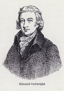 Edmund Cartwright, engelsk opfinder af kraftvæven (litho) af English School
