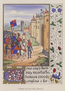 Edward III tager Berwick (farvet gravering) af English School