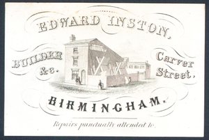 Edward Inston, bygmester, handelskort af English School
