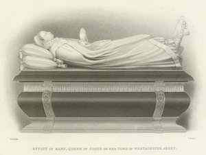 Billede af Mary, Queen of Scots på hendes grav i Westminster Abbey
