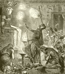 Egyptisk konge tilbeder i et tempel af English School
