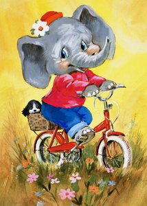 Elefant på cykel af English School