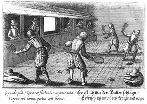 Elizabethan Tennis (gravering) af English School