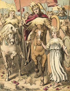 Emmanuels indtræden i Mansoul (farve litho) af English School