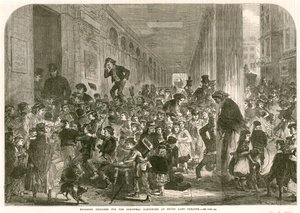 Engager børn til julepantomimen på Drury Lane Theatre, London af English School