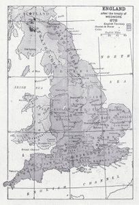 England efter Wedmore-traktaten 878 (litho) af English School