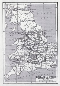 England og Wales, sejlbare vandveje (litho) af English School
