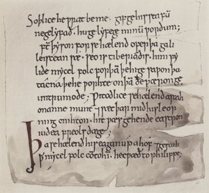 Engelsk, angelsaksisk (litografi) af English School