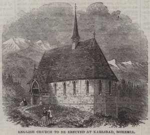 Engelsk kirke skal opføres i Karlsbad, Bohemia (gravering) af English School