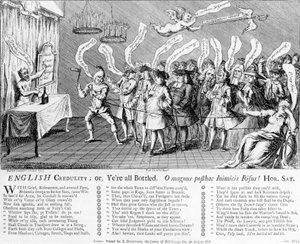 Engelsk godtroenhed eller Yere all Bottled, 1749 af English School