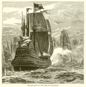 Engelsk skib fra Elizabeths tid af English School
