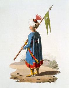 Ensign Bearer of the Spahis, 1818 (farvet akvatint) af English School