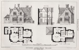 Entrance Lodge, Kelly College (gravering) af English School