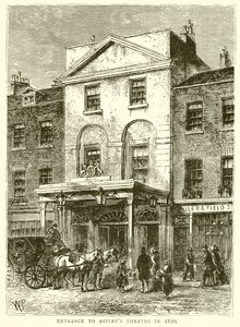 Indgang til Astleys Theatre i 1820 af English School