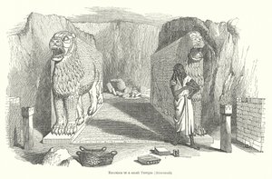 Indgang til et lille tempel (Nimroud) (gravering) af English School