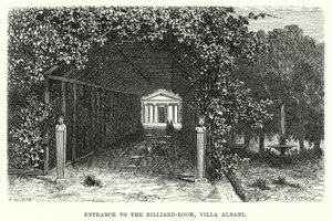 Indgang til billardrummet, Villa Albani (gravering) af English School
