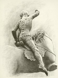 Rytterfigur i Prag, Bøhmen (gravure) af English School