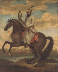 Ridesportræt af en indisk adelsmand (olie på lærred) af English School