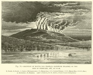 Eruption of Mauna Loa (Hawaii, Sandwich Islands) on the 14 February 1877, at 9 pm  af English School