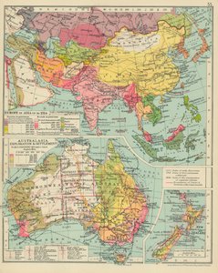 Europa i Asien frem til 1914. Udforskning og bosættelse i Australasien (farvelitografi) af English School