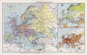 Europa, politisk (farvelitografi) af English School