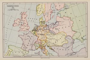 Europæiske stater i 1792 (farvelitografi) af English School