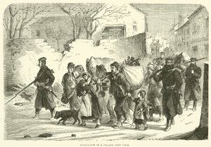 Evakuering af en landsby nær Paris, december 1870 af English School