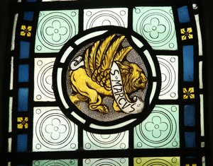 Evangelist-emblem: Markus af English School