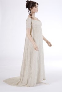Aftenkjole, 1800 (bomuldsmuslin & glasperler) af English School