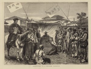 Henrettelse af en kinesisk forbryder (kobberstik) af English School