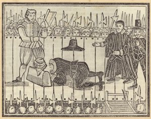 Henrettelse af en mand, sandsynligvis kong Charles I af English School