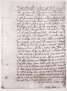 Faksimile af Philip Sidneys håndskrift i en alder af 18, 23. marts 1572 af English School