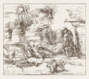 Faksimile af en undersøgelse af Leonardo da Vinci (gravering) af English School