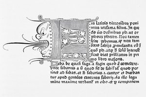 Faksimile af en side fra Catholicon, trykt af Johannes Gutenberg, Mainz, 1460 af English School