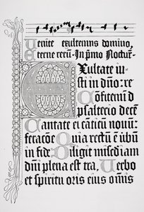 Faksimile af en side fra en psalter, trykt af Johann Fust og Petrus Schoiffer, Mainz, 1459 af English School