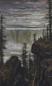 Falls of Niagara (farvet gravering) af English School