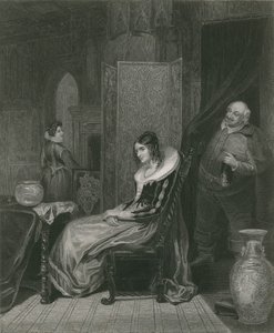 Falstaff og elskerinde Ford, de glade koner fra Windsor af English School
