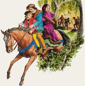 Familie på hest af English School