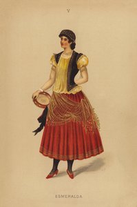 Udklædningstøj: Esmeralda (farvelitografi) af English School